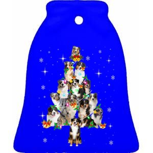 Australian Shepherd Christmas Tree Lights Xmas Pajama Dog Cool Gift Ceramic Bell Ornament