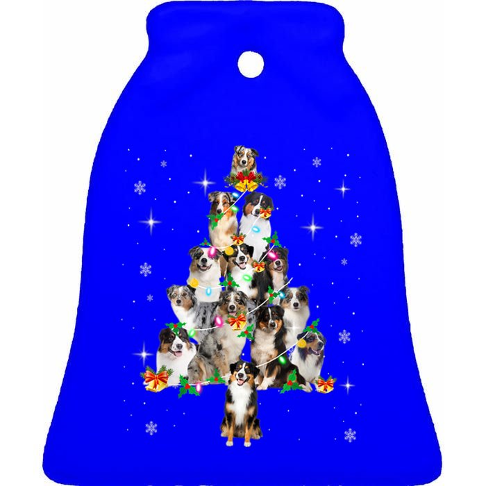 Australian Shepherd Christmas Tree Lights Xmas Pajama Dog Cool Gift Ceramic Bell Ornament