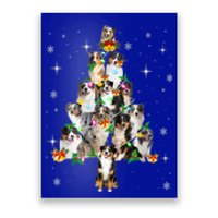 Australian Shepherd Christmas Tree Lights Xmas Pajama Dog Cool Gift Poster