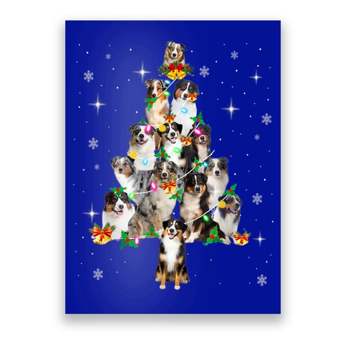 Australian Shepherd Christmas Tree Lights Xmas Pajama Dog Cool Gift Poster