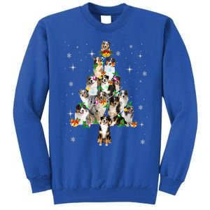 Australian Shepherd Christmas Tree Lights Xmas Pajama Dog Cool Gift Tall Sweatshirt