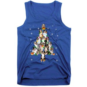 Australian Shepherd Christmas Tree Lights Xmas Pajama Dog Cool Gift Tank Top