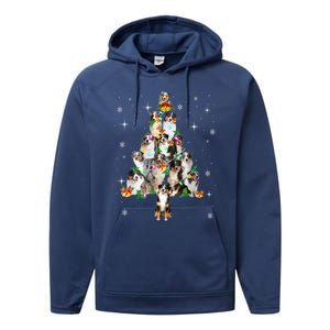 Australian Shepherd Christmas Tree Lights Xmas Pajama Dog Cool Gift Performance Fleece Hoodie