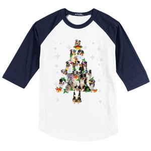 Australian Shepherd Christmas Tree Lights Xmas Pajama Dog Cool Gift Baseball Sleeve Shirt