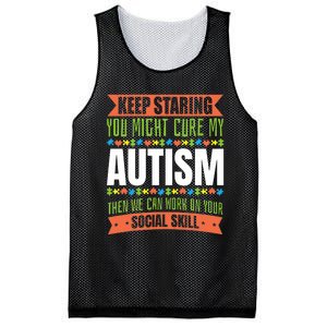 Autism Son Child Daughter Keep Staring Cure My Autism Mesh Reversible Basketball Jersey Tank