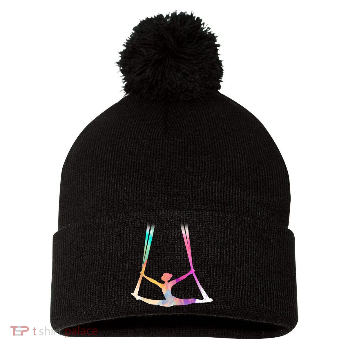 Aerial Silks Circus Yoga Pom Pom 12in Knit Beanie