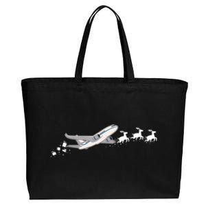 Airplane Santa Christmas Sleigh Funny Airplane Xmas Great Gift Cotton Canvas Jumbo Tote