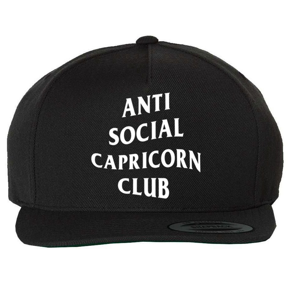Anti Social Capricorn Club Birth Sign Capricorn Zodiac Gift Wool Snapback Cap