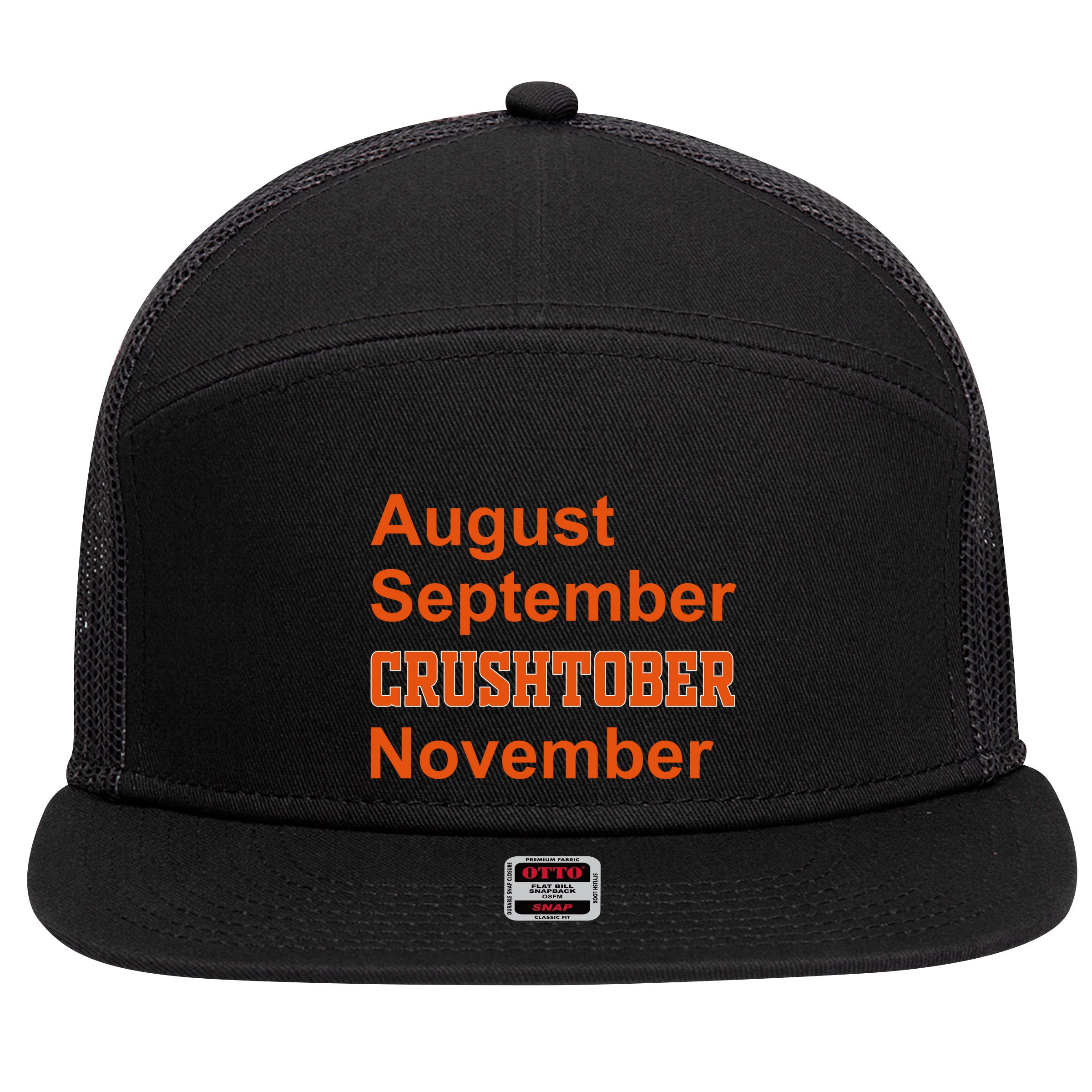 August September Crushtober November 7 Panel Mesh Trucker Snapback Hat