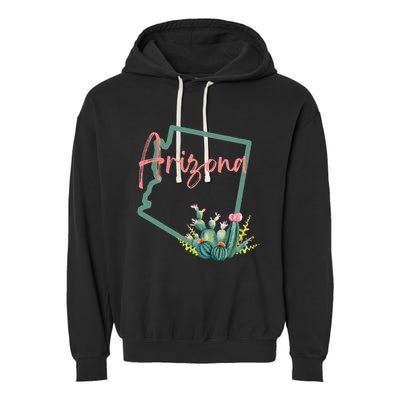 Arizona State Cactus Flowers Garment-Dyed Fleece Hoodie