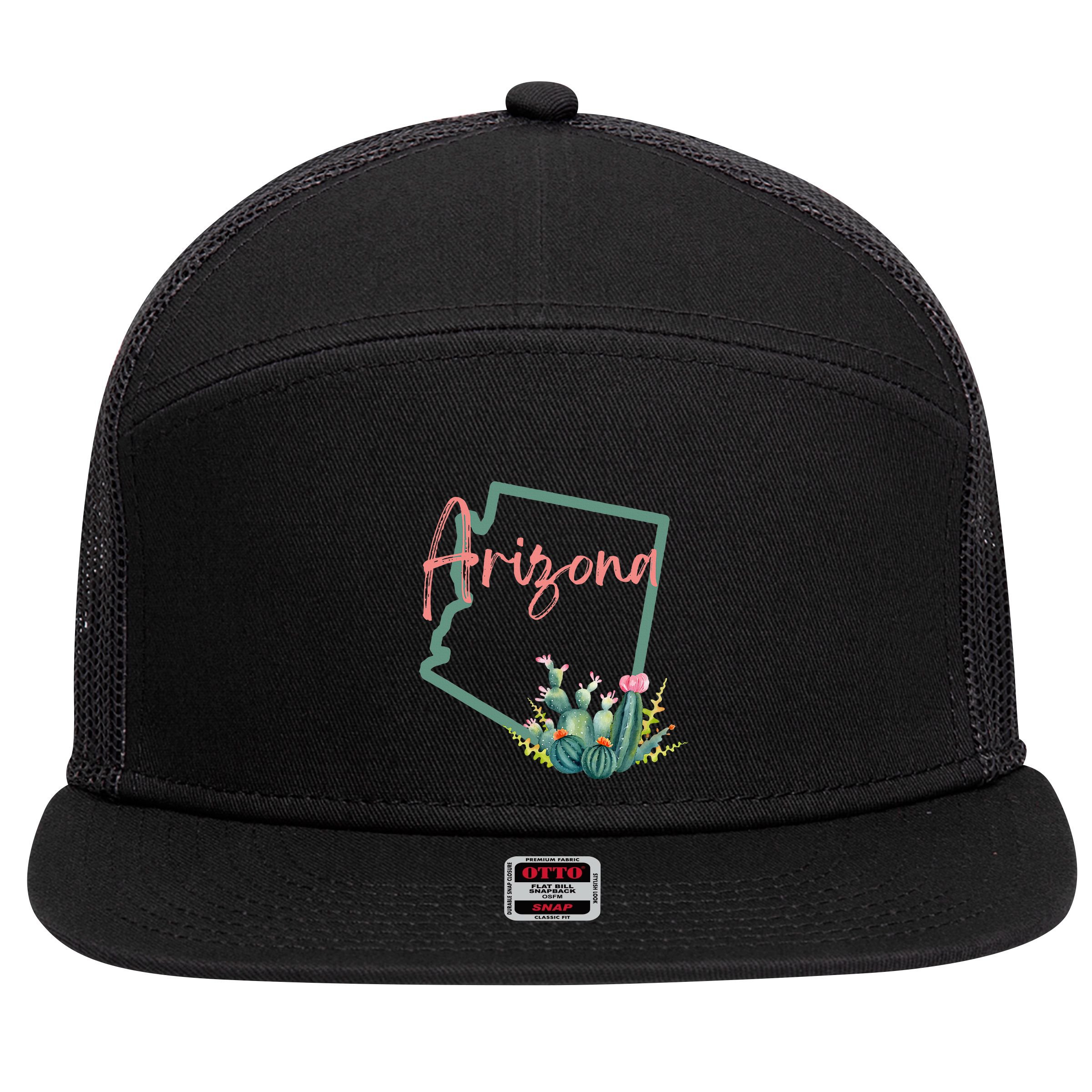 Arizona State Cactus Flowers 7 Panel Mesh Trucker Snapback Hat