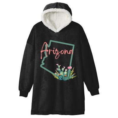 Arizona State Cactus Flowers Hooded Wearable Blanket
