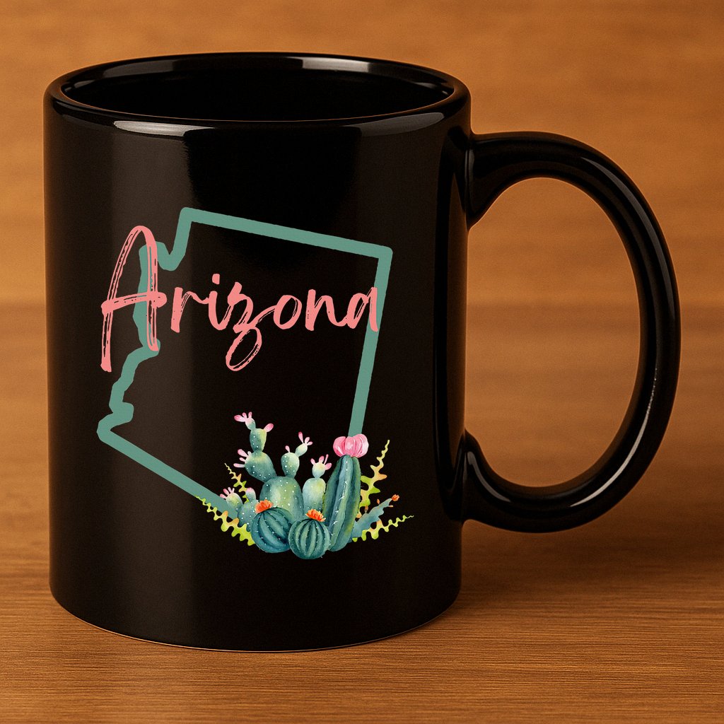 Arizona State Cactus Flowers 11oz C Handle Ceramic Mug