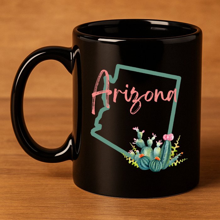 Arizona State Cactus Flowers 11oz C Handle Ceramic Mug