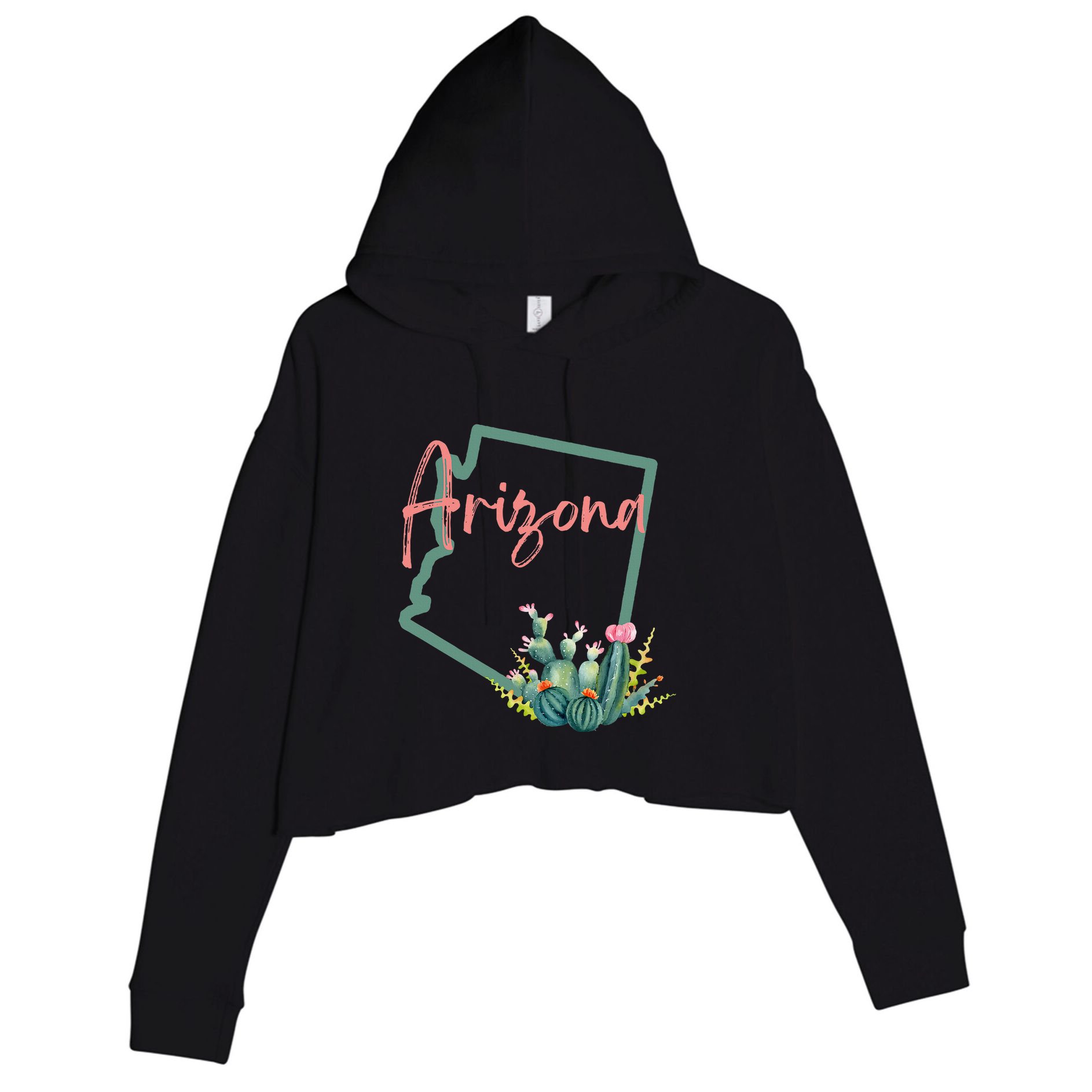 Arizona State Cactus Flowers Crop Fleece Hoodie