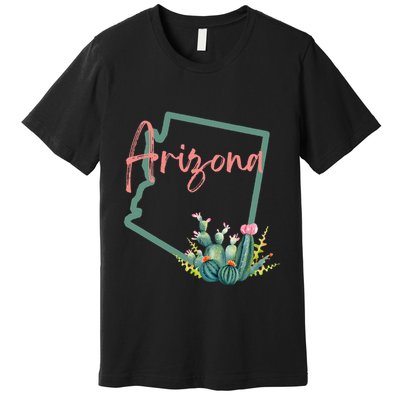 Arizona State Cactus Flowers Premium T-Shirt