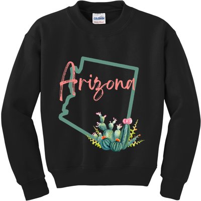 Arizona State Cactus Flowers Kids Sweatshirt