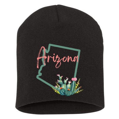 Arizona State Cactus Flowers Short Acrylic Beanie