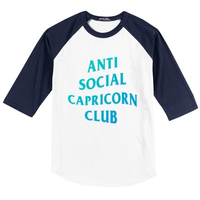 Anti Social Capricorn Club Birth Sign Capricorn Zodiac Gift Baseball Sleeve Shirt