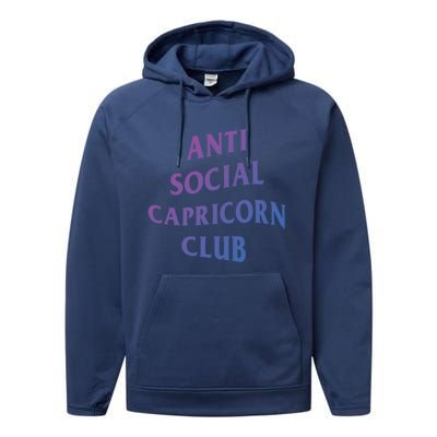 Anti Social Capricorn Club Birth Sign Capricorn Zodiac Gift Performance Fleece Hoodie