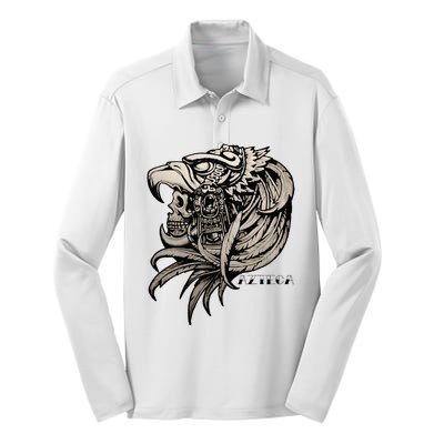 Aztec Skull Calabera Azteca Silk Touch Performance Long Sleeve Polo