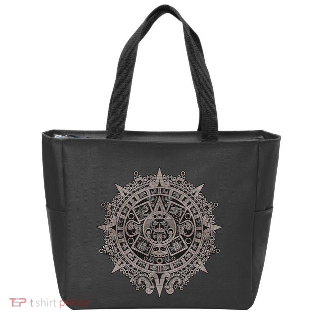 Aztec Sun Calendar Aztec Sun Stone Mayan Sun Symbol Zip Tote Bag