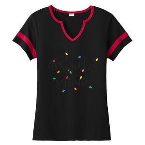 Aesthetic Squad Christmas Lights Happy Holiday Season Ladies Halftime Notch Neck Tee