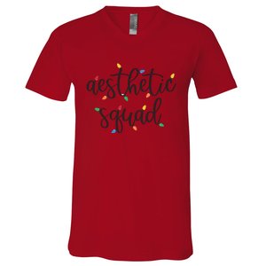 Aesthetic Squad Christmas Lights Happy Holiday Season V-Neck T-Shirt