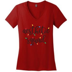 Aesthetic Squad Christmas Lights Happy Holiday Season Women's V-Neck T-Shirt