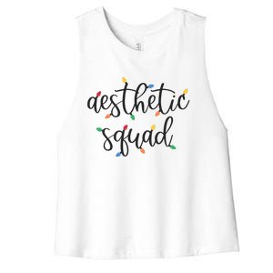 Aesthetic Squad Christmas Lights Happy Holiday Season Women's Racerback Cropped Tank