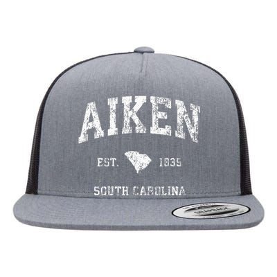 Aiken South Carolina Sc Vintage Athletic Sports Flat Bill Trucker Hat