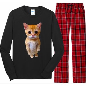 Adorable Standing Cat With Big Eyes And Cute Charm Funny Long Sleeve Pajama Set