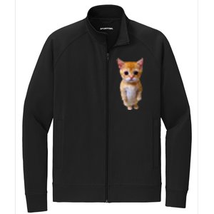 Adorable Standing Cat With Big Eyes And Cute Charm Funny Stretch Full-Zip Cadet Jacket