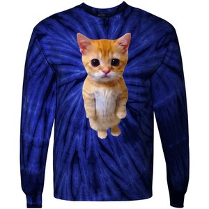 Adorable Standing Cat With Big Eyes And Cute Charm Funny Tie-Dye Long Sleeve Shirt