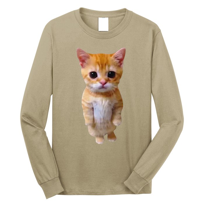 Adorable Standing Cat With Big Eyes And Cute Charm Funny Long Sleeve Shirt