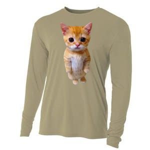 Adorable Standing Cat With Big Eyes And Cute Charm Funny Cooling Performance Long Sleeve Crew