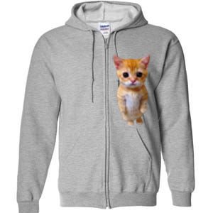 Adorable Standing Cat With Big Eyes And Cute Charm Funny Full Zip Hoodie