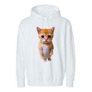 Adorable Standing Cat With Big Eyes And Cute Charm Funny Garment-Dyed Fleece Hoodie