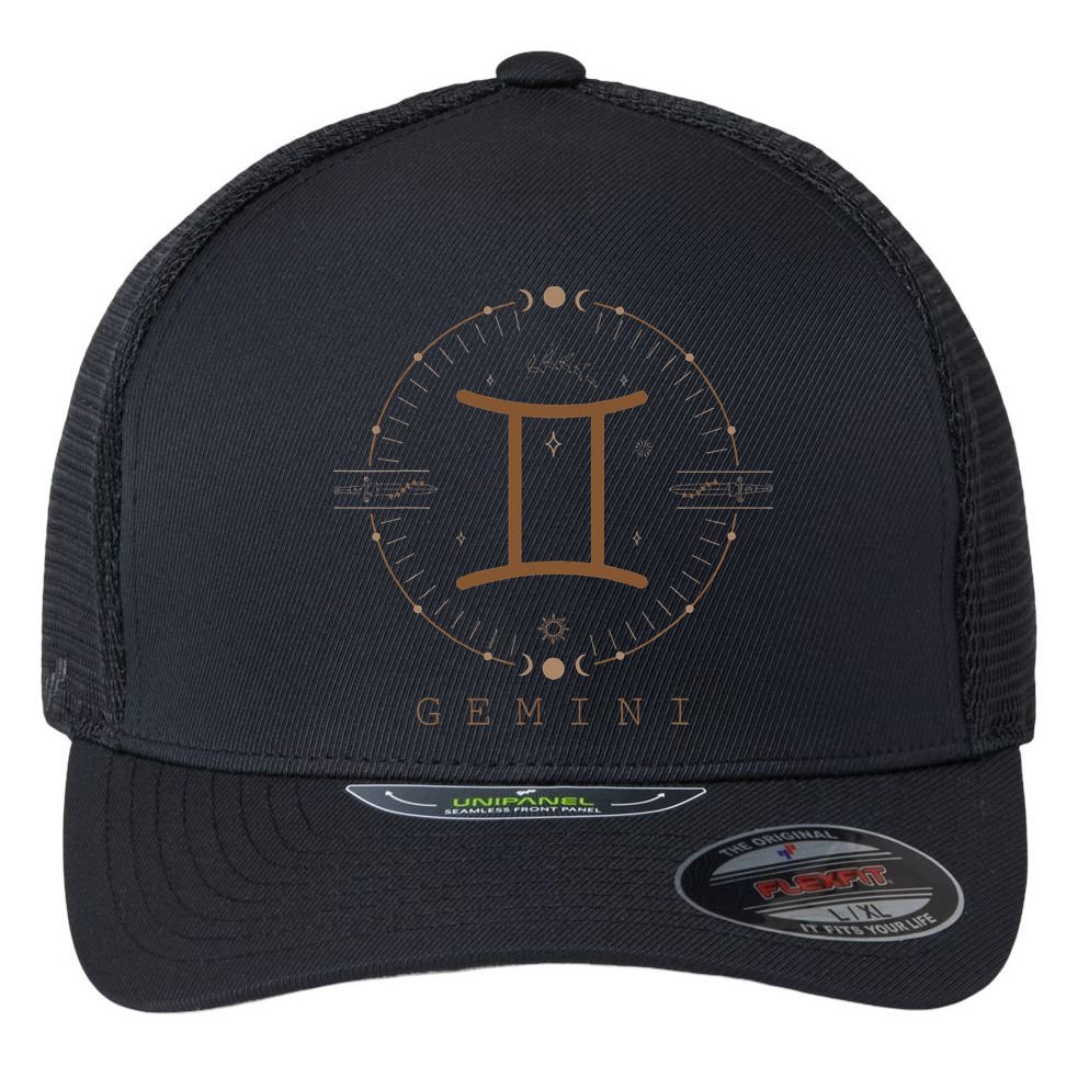 Astrological Stars Celestial Zodiac Sign Aesthetic Gemini Flexfit Unipanel Trucker Cap