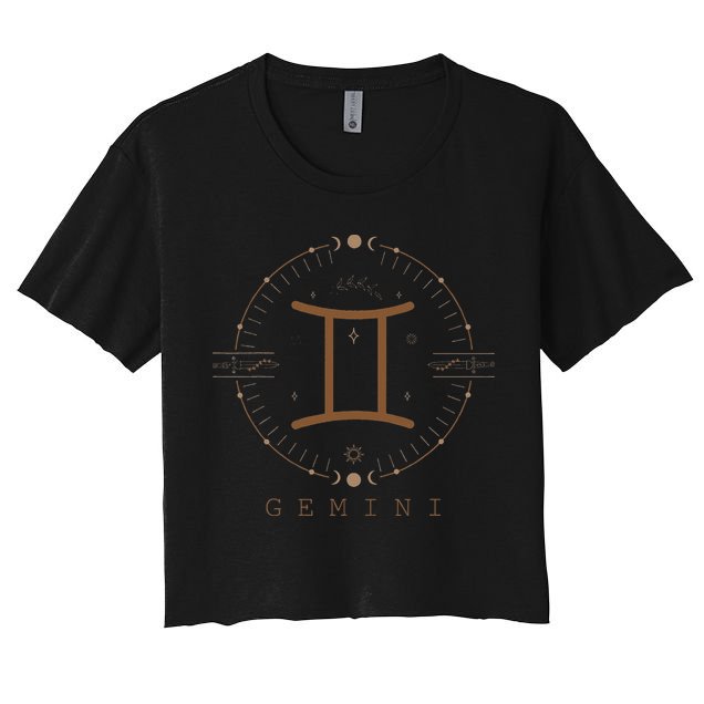 Astrological Stars Celestial Zodiac Sign Aesthetic Gemini Women's Crop Top Tee