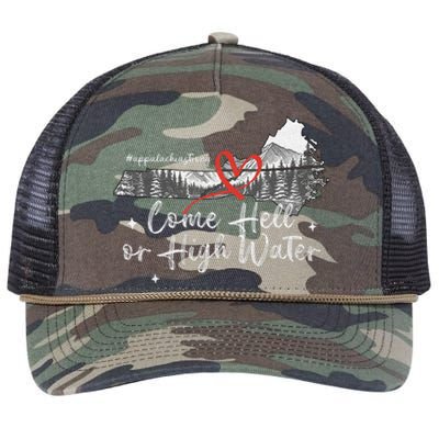 Appalachia Strong Come Hell Or High Water Mountain Nc Vn Tn Retro Rope Trucker Hat Cap