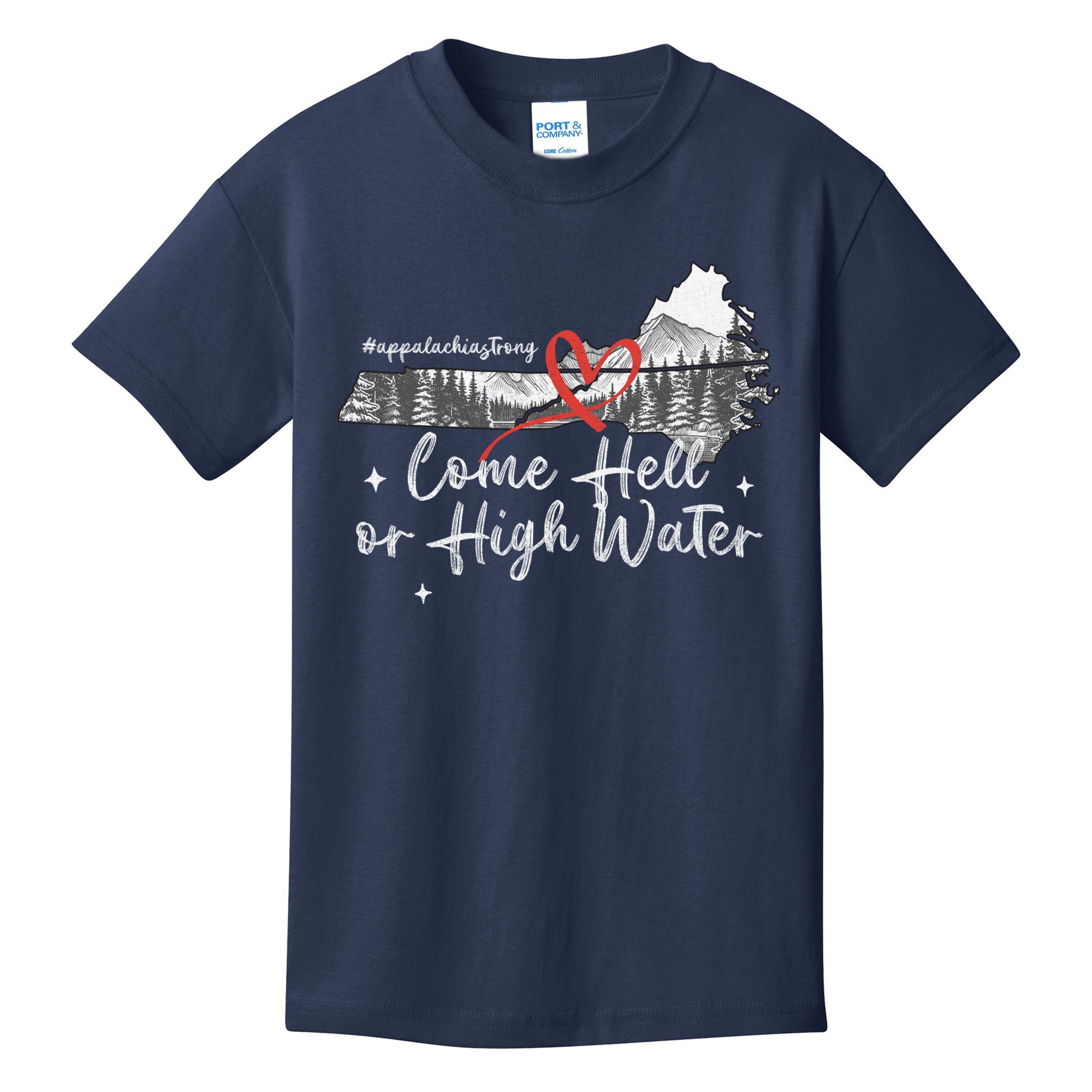 Appalachia Strong Come Hell Or High Water Mountain Kids T-Shirt