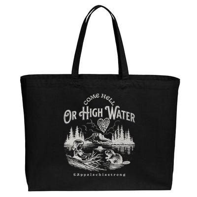 Appalachia Strong Come Hell Or High Water Mountain Cotton Canvas Jumbo Tote