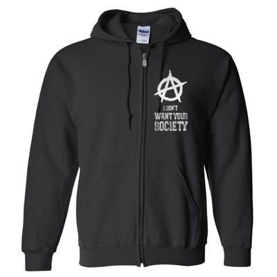 Anarchy Sign Chaos Punks Punk Rock Anarchy Full Zip Hoodie