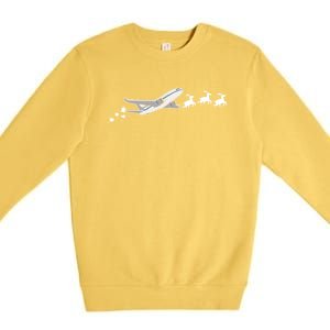 Airplane Santa Christmas Sleigh Funny Airplane Xmas Great Gift Premium Crewneck Sweatshirt