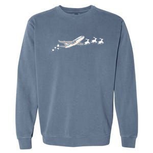 Airplane Santa Christmas Sleigh Funny Airplane Xmas Great Gift Garment-Dyed Sweatshirt