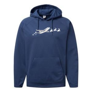 Airplane Santa Christmas Sleigh Funny Airplane Xmas Great Gift Performance Fleece Hoodie