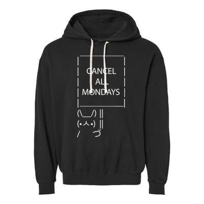 ASCII Bunny Cancel All Mondays Garment-Dyed Fleece Hoodie