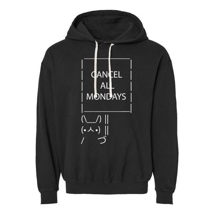 ASCII Bunny Cancel All Mondays Garment-Dyed Fleece Hoodie