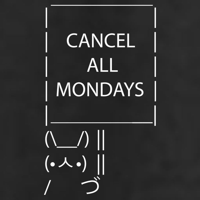 ASCII Bunny Cancel All Mondays 7 Panel Mesh Trucker Snapback Hat
